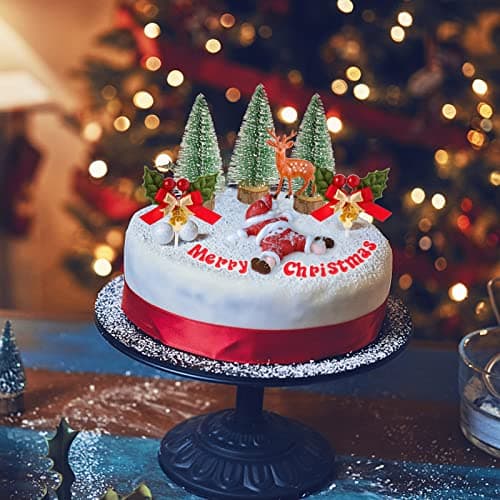 8Pièces Décoration Gâteau Cake Toppers Garniture Figurines Merry Christmas Père Noël Arbres Renne Cupcake Décor pour Fête Joyeux Noël