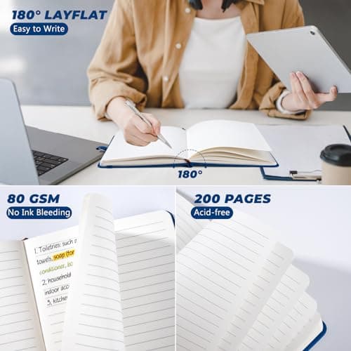 Carnet de Notes Ligné A5 et A6 Petit Carnet de Notes cuir couverture rigide Pour Le Bureau, La Maison, l'École, Le Travail, l'Écriture et La Prise de Notes 400 Pages Au Total 2 Paquet Bleu Foncé