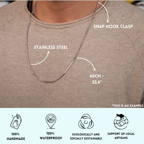 Made by Nami Collier pour Homme en Acier Inoxydable - Chaîne à Maillons en d'Or Massif de 60 cm - Chaîne pour Homme Artisanale - Cadeau pour Lui - Bijoux pour Homme (Or 2mm)