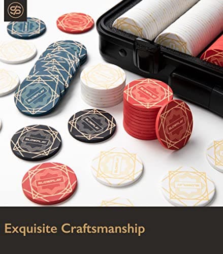 SLOWPLAY Jetons de Poker en céramique Nash en Vrac, jetons de Poker en céramique de qualité Casino de 10 grammes pour Texas Hold'em, jetons Professionnels de 39 mm, Paquet de 50(5)