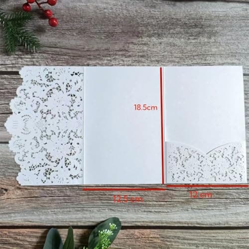 MillaSaw Invitations de mariage gaufrées Floral creux Laser Cartes de mariage tri-pliées Fiançailles Graduation Baptême Vacances Anniversaire Cartes de vœux 20pcs (blanc)