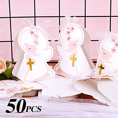 50PCS Boîte Baptême Fille Bonbonnières en Forme Ange pour Baptême Naissance Fête Anniversaire