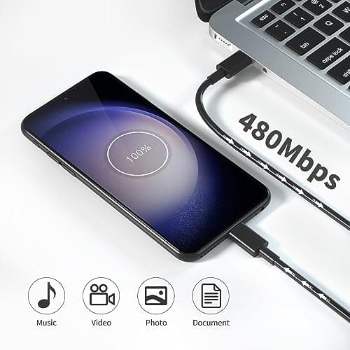 45W Chargeur USB C Secteur Charge Rapide pour Samsung Galaxy S24/S23/S22/S21 Ultra/S20/S20+/Note 20/10/9/8/A73/A53/A52/S10/S9 et 2M Câble, Nanaisse Adaptateur Type C Mural Alimentation Prise Noir