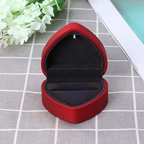 BESPORTBLE Boîte à bagues en bois à LED en forme de cœur - Pour anniversaire de mariage, Saint Valentin (rouge)