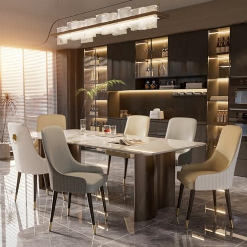FATIVO Lot de 2 Chaises Scandinave Salle à Manger: Chaise Beige de Cuisine en Cuir Confortable Chaise Design Salon avec Pieds en Métal Rembourrée pour Restaurant - 43.5x43.5x90cm