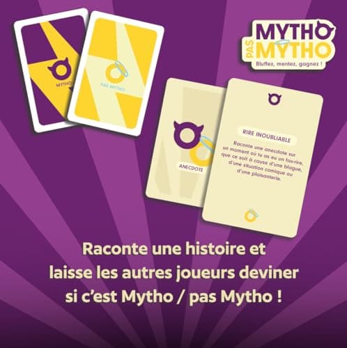 Mytho Pas Mytho - Jeu de Societe - Jeu d'ambiance et de Bluff Entre Amis ou Entre collègues - Jeu de Société Adulte - 2 à 8 Joueurs - Jeu de Cartes dès 16 Ans