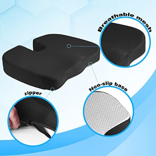 Benazcap Coussin Coccyx Coussin Ergonomique d'assise pour Chaise de Bureau Coussin d'assise Respirant, Mousse à mémoire de Forme pour Le soulagement de la Douleur