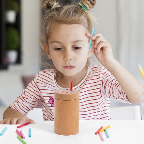 LunarCharm Montessori Jouet à partir de 1 à 2 ans, couleurs assorties, jouets de motricité, jouets sensoriels en bois, jouets pour bébé, jouets pour enfants à partir de 3 ans