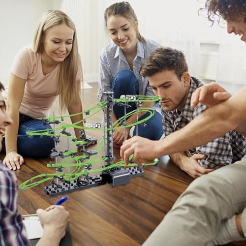 Jeu de Construction de Labyrinthe en marbre pour, Courses de Billes pour, Jeu de Labyrinthe de marbre Courses de marbre, Kit de Montagnes Russes en marbre Race Game Science pour 14 Ans et Plus