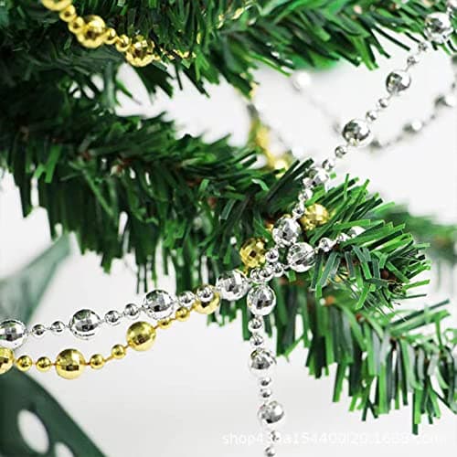Guirlande de Noël 15M - Ornements de Sapin avec Perles de 8 mm et 4 mm - Décoration de chaîne de Sapin (Bleu)