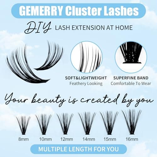 Kit Extension Cils Maison Faux Cils Individuel 240PCS, Bouquet D Curl 8-16mm avec Bond and Seal Applicateur Pince Crème Dissolvant de Colle DIY Gemerry Cils(30+40D-D)