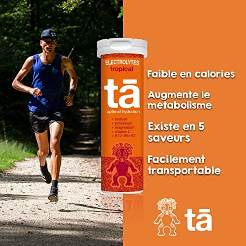 TA ENERGY - Tube x12 Pastilles - Pastilles d'hydratation - Sels Minéraux - Vitamines - Faibles en calories - Réduit les crampes - MADE IN France (Tropical)
