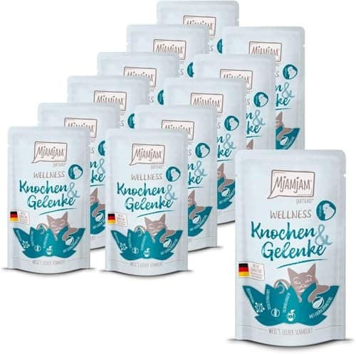 MjAMjAM - Premium Nourriture humide pour chats - Bien-être - Os & Articulations - Poulet, paquet de 12 (12 x 125g), sans céréales