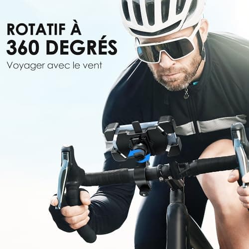 Support Telephone Moto Velo, Porte Telephone Velo, Support Téléphone Vélo à 360° Rotation, Estralia Support Telephone Trotinette Electrique, Scooter, VTT Compatible avec les Téléphone de 5.5'' à 7.0''