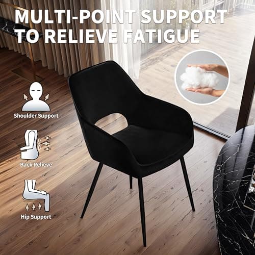 STOOLINK Chaise de Salle à Manger Lot de 2, Chaise Salle à Manger Design Moderne, Chaise de Salle en Velours, Chaise de Cuisine Rembourrée avec Dossier Découpé pour Cuisine, Salon - Noir