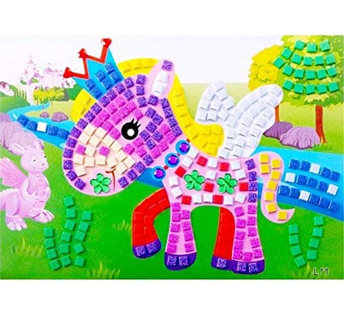 Lot de 12 autocollants mosaïques, autocollants à paillettes, pour enfants, à décorer, images de mosaïque, arts et travaux manuels, kits faits à la main pour enfants, enseignants, étudiants, crèches