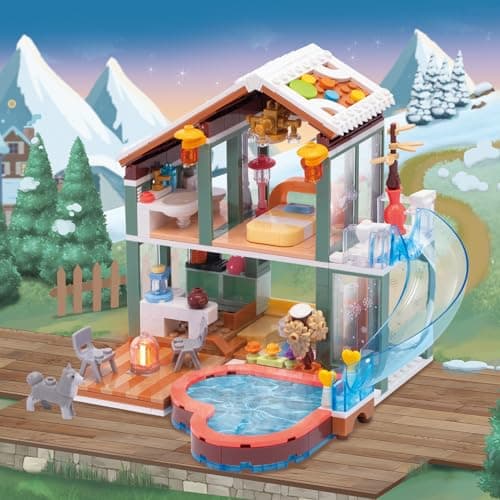 Sitodier Blocs de Construction Jouet- 439pcs Source Chaude Maison de Vacances Jouet de Construction pour Enfants 6-12, Kit de Briques de Construction pour Enfants 6 7 8 9 10 11 12