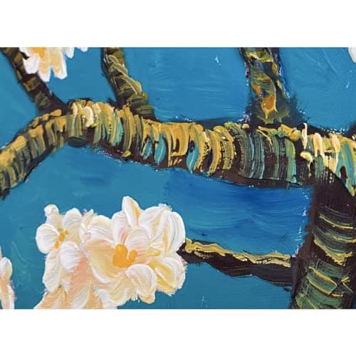 Fokenzary Peint À La Main Fleur D'amande Reproduction de Vincent Van Gogh Illustration Célèbre Peinture Sur Toile Abstraite Moderne Pour Le Salon Décoration Murale Encadrée Prêt à Accrocher