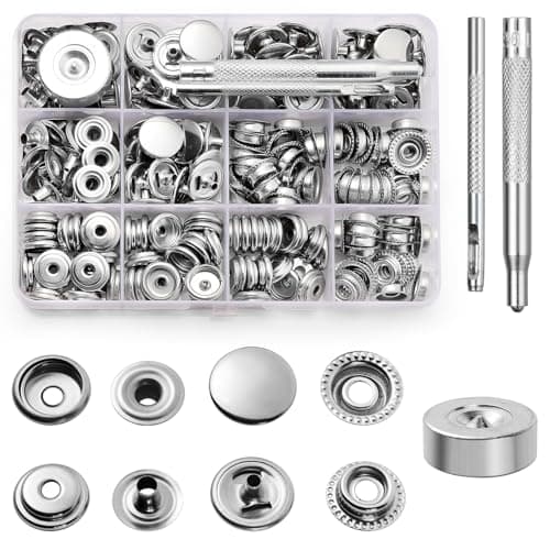 Amentalove 260 PCS Bouton Pression Metal,15mm Boutons Pression Metalliques pour Cuir,Pression Metal Couture avec 3 Outils de Fixation,Bouton Pression pour Vêtements Vestes Sacs Cuir DIY Craft (Silver)