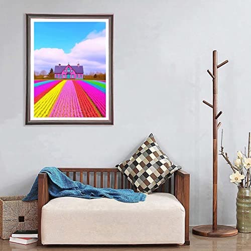 Ginfonr 5D Diamant Painting Diamond Painting Complet Loger Gazon Broderie Peinture Diamant Painting Paysage Usine Kit Complet Décoration De Pour La Décoration Murale De La Maison 30x40 cm