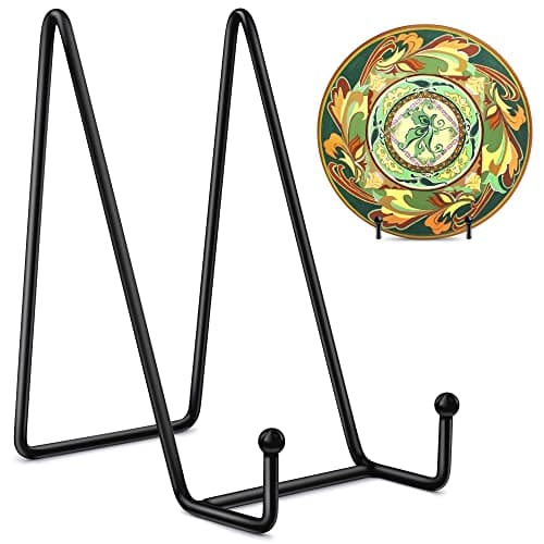 Mocoosy Supports de plaque de 6 pouces pour affichage -Support de plaque 2pcs Support de plaque de chevalet en fer noir Présentoir d'image Supports de cadre en métal pour photo,Plat et Art de table