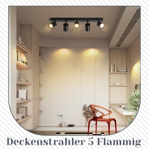 ZMH Lampe de plafond LED Spot de plafond noir : Spots de plafond GU10 5 ampoules, Spots de plafond orientables 330°, Spot de couloir moderne, Applique industrielle de salon, sans ampoule