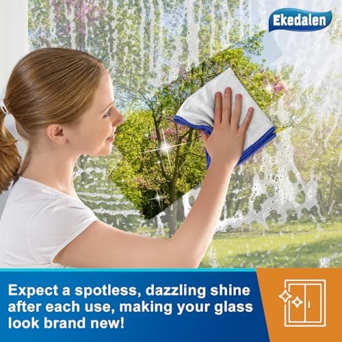 Ekedalen Chiffon Magique Microfibre, 6X Serviette sans Trace Absorbant Polissage, Lingette Essuie Vitre Verre Lunette Miroir Vaisselle Cuisine Menage Voiture, Torchon Nettoyage Réutilisable Lavable
