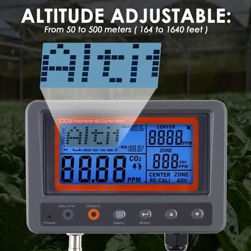 Contrôleur de CO2 Contrôleur de dioxyde de Carbone Moniteur de CO2 Fonction Relais Jour et Nuit, capteur de CO2 NDIR pour Serre, salles de Culture, Usine, Maison, Bureau