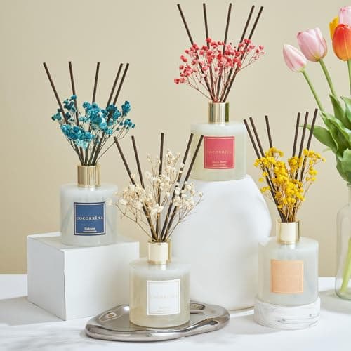 Cocorrína Diffuseur Parfum Maison, Baies Noires 200ml avec Diffuseur Bâtonnets diffuseur de Parfum, Batonnets Diffuseur Parfum, Reed Diffuseur pour Salle de Bain étagère décoration
