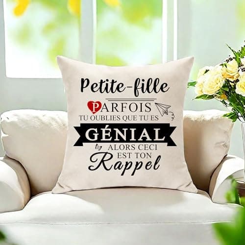Hasodeo Petite-Fille Cadeaux, Cadeaux d'anniversaire pour Petite-Fille, Fillette Positif Affirmation Quotidienne Décoratifs Cadeaux pour Enfant Rappel Cadeaux Housse de Coussins (Petite-Fille)