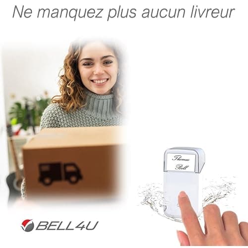 Bell4U Sonnette sans Fil Exterieur Etanche - 3 destinataires - Sonnette sans Fil Auto-alimentée 100 m, Sonnette électronique étanche IP65, Carillon Lumineux LED, 52 mélodies, 4 Niveaux de Volume