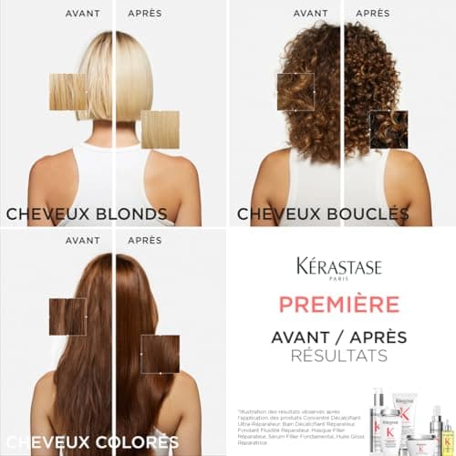 KÉRASTASE Première - Coffret Découverte - Pré-Shampoing Décalcifiant Ultra-Réparateur + Bain Décalcifiant Réparateur + Masque Filler Réparateur - Acide Citrique&Glycine - Cheveux Abîmés, Format Voyage