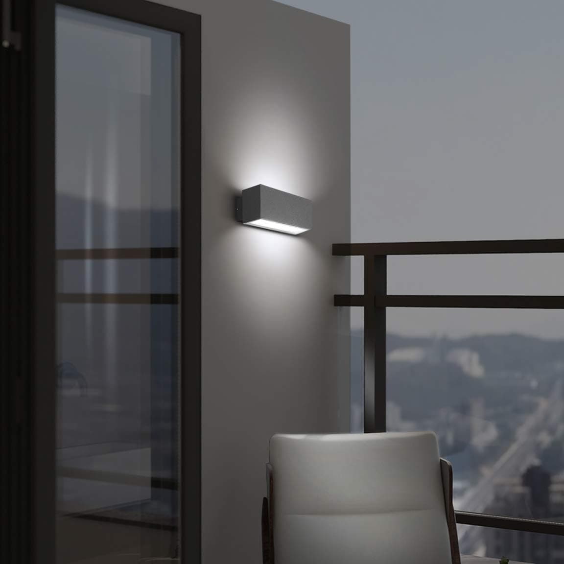 12W Applique Murale led Intérieur exterieur Lampe murale LED Moderne Imperméable IP65 Appliques Murales interieures en Aluminium pour Salon Escalier Couloir Jardin (Gris/Blanc Froid)