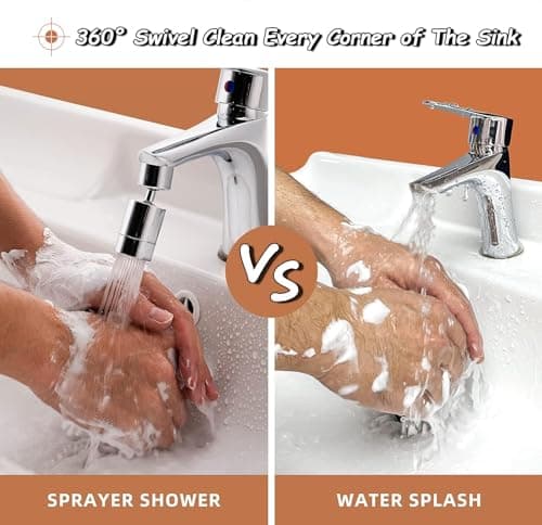 360° Pivotant Aérateur de Robinet, 2 Modes Embout Robinet Cuisine, Mousseur Robinet Economie Eau, Pour Robinet Pour lavabo de Cuisine de Salle de Bain (Argent)
