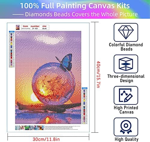 4 Pièces Peinture Diamant 5D, Kit Complet de Peinture Diamant, Broderie Diamant Kit Complet, DIY Diamant Painting Arts Artisanat Peinture Photos Décoration, pour Maison, Bureau, Décorer (30 x 40 cm)