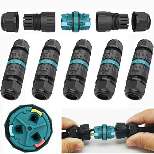 Connecteur de câble extérieur de boîte de jonction étanche, CTRICALVER Connexion de câble extérieur de Manchon étanche IP68 pour Un A.W.G: 20-13, pour câbles d'amarrage 2 broches / 3 broches(5pcs)