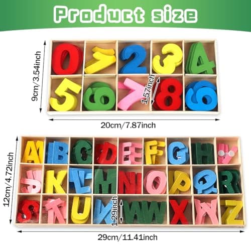 Lot de 216 PCS Lettres et Chiffres en Bois,Lettres En Bois Ensemble - avec plateau de rangement,Pour Travaux Manuels, Décoration de La Maison et Enseignement Pour Enfants