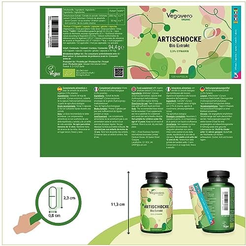 Artichaut BIO | Origine FRANCE | 2000 mg (extrait 20:1) par dose | 2,5% cynarine | Sans Additifs | Dépuratif Foie + Digestion | Testé en Laboratoire | 120 gélules | Artichoke Extract | Vegavero®
