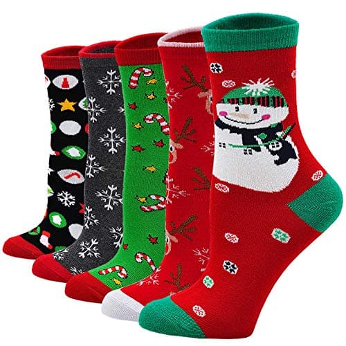 Chaussettes Fantaisie Femme Cadeau Noël: Coton Doux Chaussette Animaux Femme Soquettes à Mignon Rigolo Drôle Motif, 36-41, 5 Paire