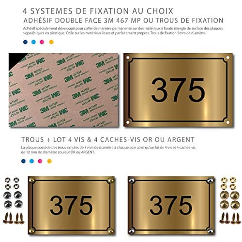 Plaque De Numéro De Rue Avec Dessin - Numéro De Maison PVC Déco – Plaque Gravée À Personnaliser 15 x 10 cm (Or Brillant + Dessin)