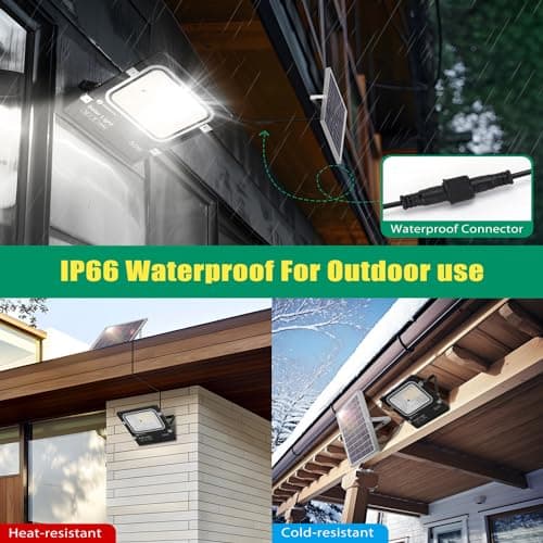 Aigostar - Projecteur Solaire LED d’extérieur avec Panneau Solaire,50W,Dimmable 3000/4000/6500K,5000mAH,Batterie de Grande Capacité,IP66,Lampe Solaire exterieur avec Télécommande,2M Câble,pour Jardin