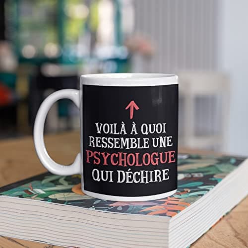Planetee Mug Psychologue Qui déchire | Tasse café métier pour collègue de travail ami ou famille | Imprimé en France