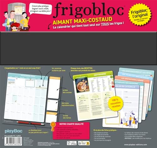 Frigobloc Mensuel 2025 - Calendrier d'organisation familiale / mois (de sept. 2024 à déc. 2025)