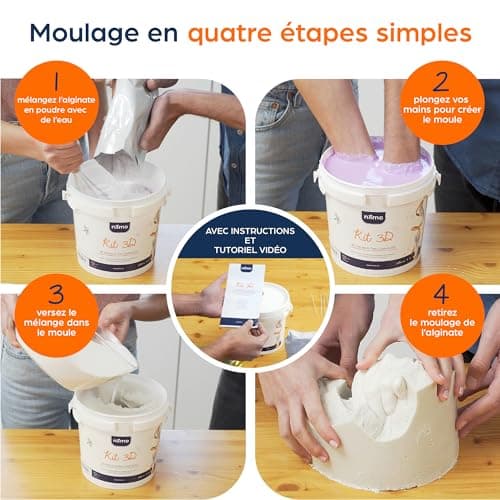 Niimo Kit Moulage Main Couple - Idée Cadeau Femme, Idée Cadeau Homme, Cadeau Couple, Cadeau Mariage Personnalisé, Cadeau Maman, Kits de Moulage et d'Empreintes, Moule Main Couple, Kit Moulage 3D