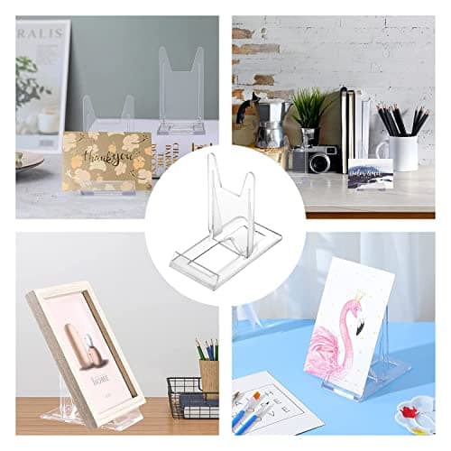 AIVORO 6 PCS Support Assiette Decorative Transparent Plastique, Presentoir Livre, Chevalets et Support Assiette ou Porte Assiette Support Cadre Photo