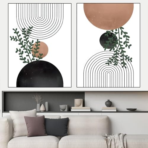 WZXGHE Tableau mural abstrait, motifs de plantes, sur toile, style bohème, image moderne pour chambre à coucher, sans cadre, B, 2 x 30 x 40 cm