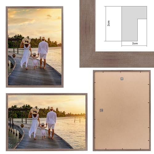 CABBEL Lot de 2 cadre photo 50x70 Cadre en bois MDF avec verre acrylique incassable en Chêne foncé
