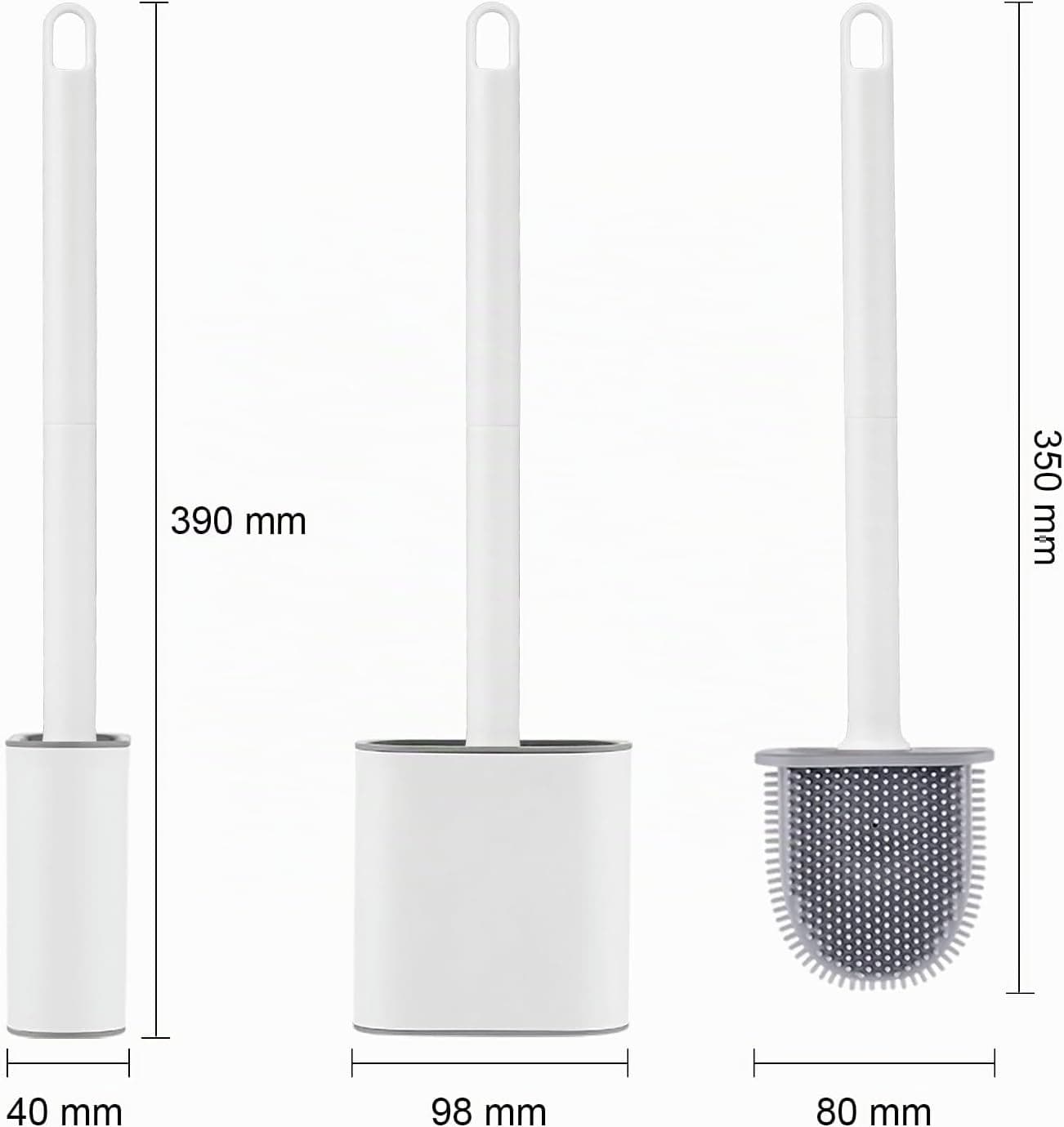 Ibergrif Brosse Toilettes WC Silicone et Supports, Balai Toilette WC Blanc