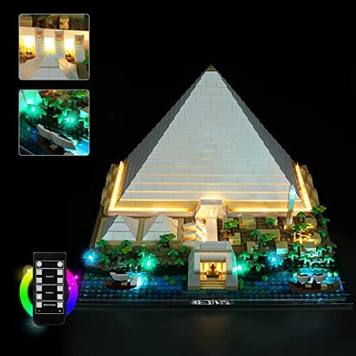 Kit d'éclairage LED pour Lego 21058 Architecture Cheops Pyramid Kit de Construction (lumières Uniquement) Kit d'éclairage télécommandé Compatible avec Lego La Grande Pyramide de Gizeh