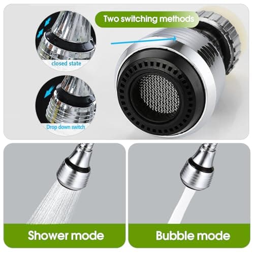 SIGANDG Peut Pivoter De 360 Degrés Economiseur D'eau Pour Robinet Douchette Robinet Cuisine Extension Mousseur Robinet Mit Adapter,Avec adaptateur, adapté à divers robinets(2 Pièces)